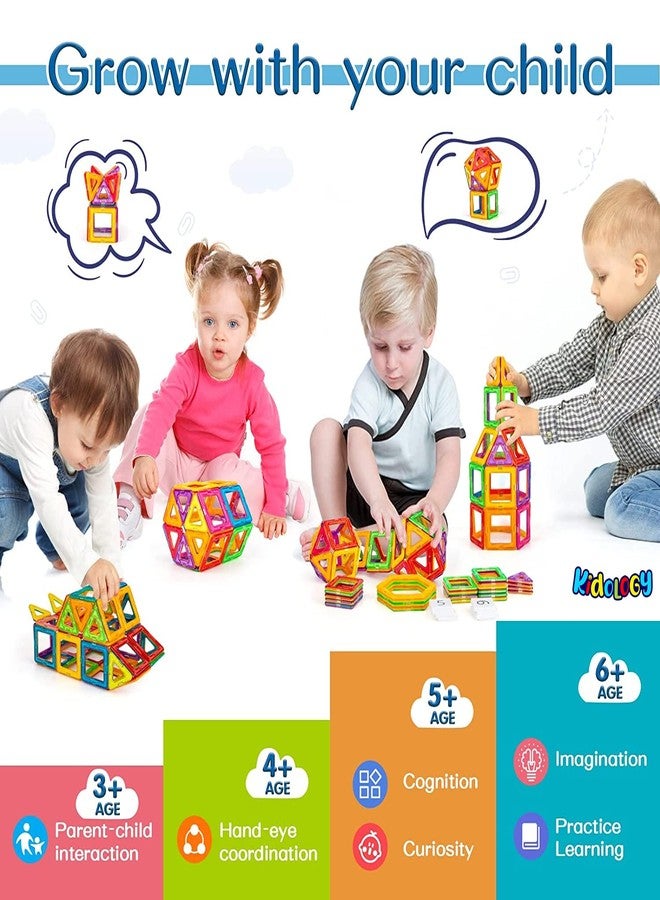 Kidology مجموعة بناء مغناطيسية سحرية تعليمية من كيدولوجي، ألعاب بناء يمكنك صنعها بنفسك، مجموعة مكعبات مغناطيسية سحرية إبداعية للأطفال من عمر 3 سنوات فما فوق، أفضل هدية لأطفال المدارس (35 قطعة)، متعددة - Image 2